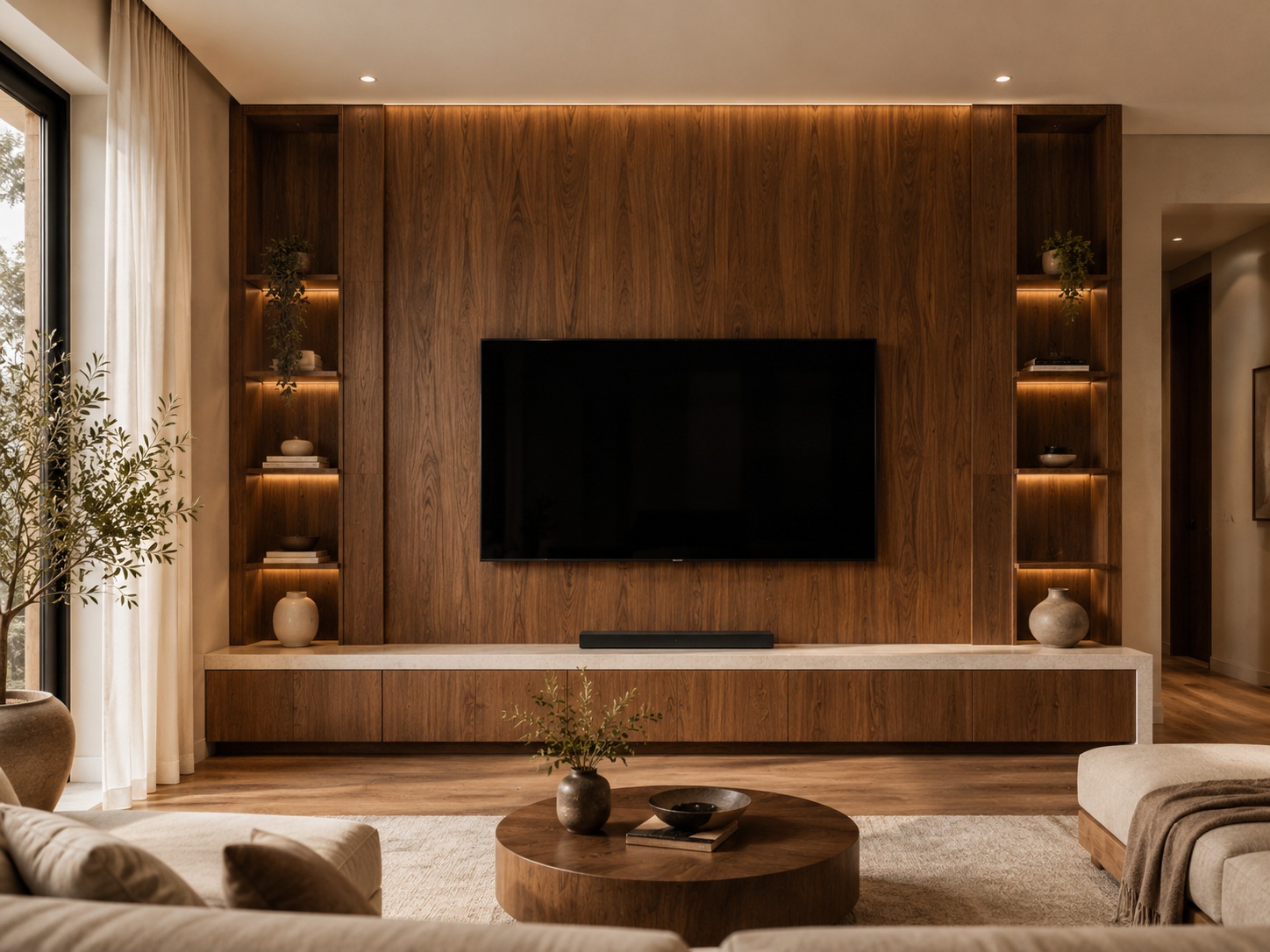 Warm minimal TV unit